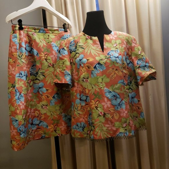 Cynthia Howie Maggy Boutique Skirt Set Silk 14W - Picture 2 of 10